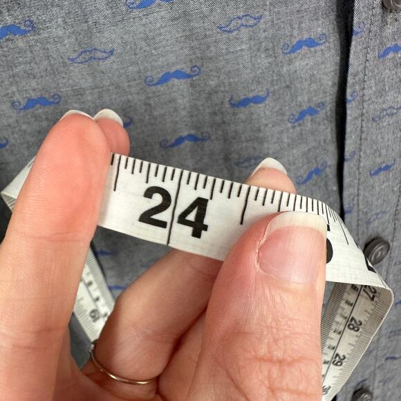 Vintage Kennington LTD Shirt Men Large Gray Mustache Print Novelty Button Estate - Picture 10 of 10